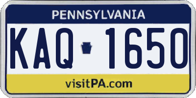 PA license plate KAQ1650