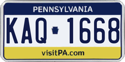 PA license plate KAQ1668