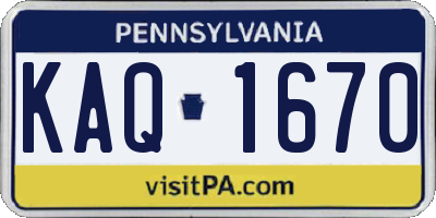 PA license plate KAQ1670