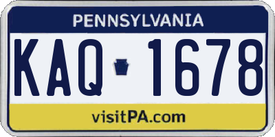 PA license plate KAQ1678
