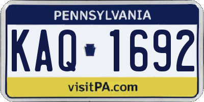 PA license plate KAQ1692