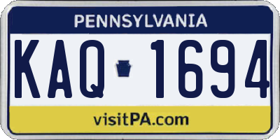 PA license plate KAQ1694
