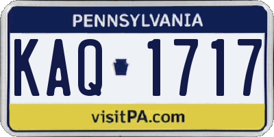 PA license plate KAQ1717