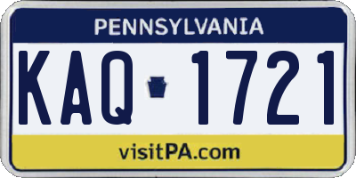 PA license plate KAQ1721