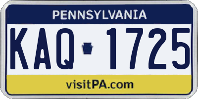 PA license plate KAQ1725