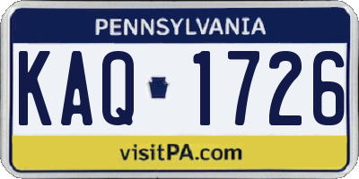 PA license plate KAQ1726
