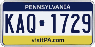PA license plate KAQ1729