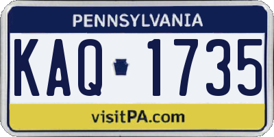 PA license plate KAQ1735