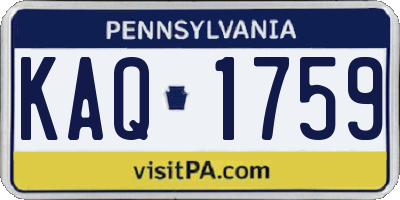 PA license plate KAQ1759