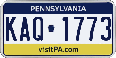 PA license plate KAQ1773