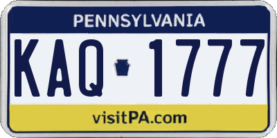 PA license plate KAQ1777