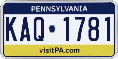 PA license plate KAQ1781
