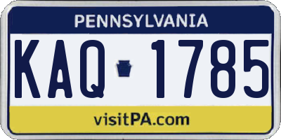 PA license plate KAQ1785