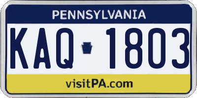 PA license plate KAQ1803