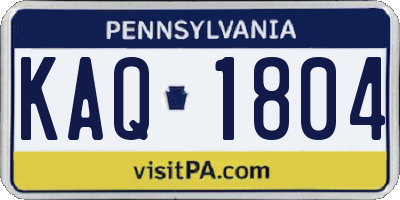 PA license plate KAQ1804