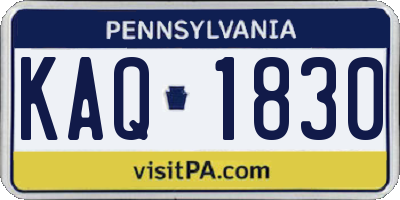 PA license plate KAQ1830