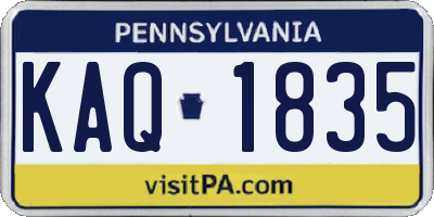 PA license plate KAQ1835