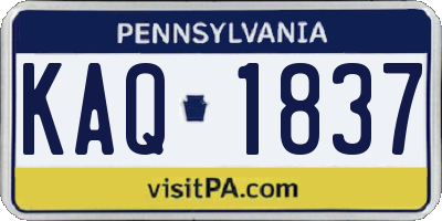 PA license plate KAQ1837