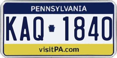 PA license plate KAQ1840