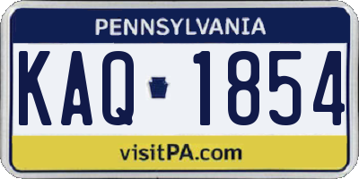 PA license plate KAQ1854