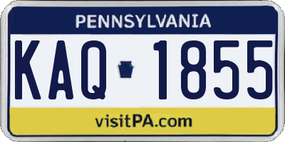 PA license plate KAQ1855