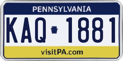 PA license plate KAQ1881