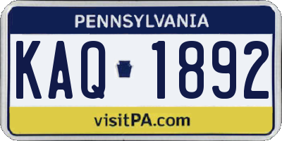 PA license plate KAQ1892