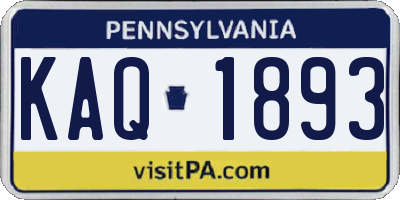 PA license plate KAQ1893