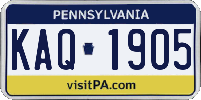 PA license plate KAQ1905