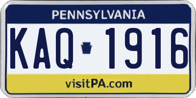 PA license plate KAQ1916