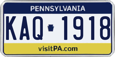 PA license plate KAQ1918