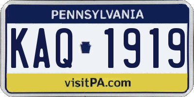 PA license plate KAQ1919