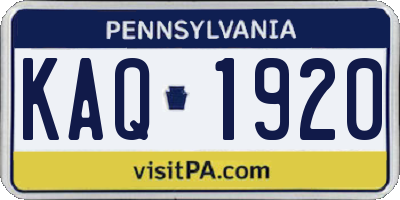PA license plate KAQ1920