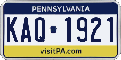PA license plate KAQ1921