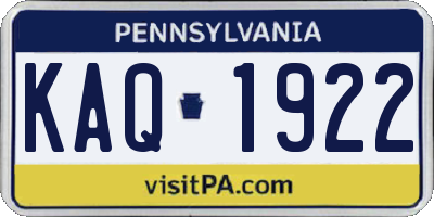 PA license plate KAQ1922