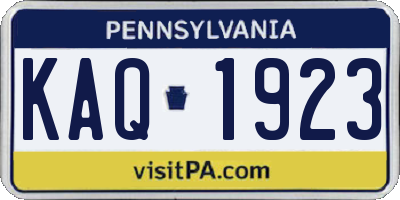 PA license plate KAQ1923