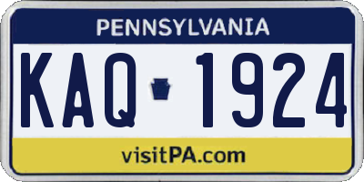 PA license plate KAQ1924