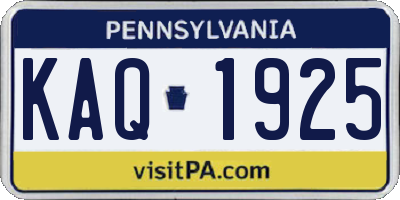 PA license plate KAQ1925