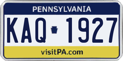 PA license plate KAQ1927