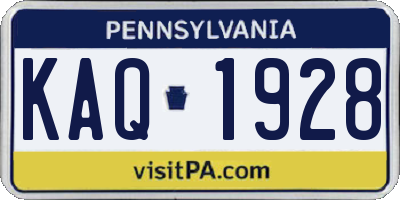 PA license plate KAQ1928
