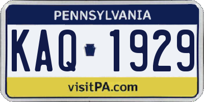 PA license plate KAQ1929