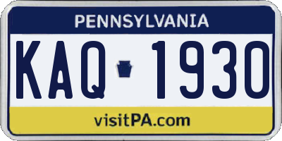 PA license plate KAQ1930