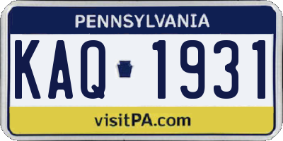 PA license plate KAQ1931
