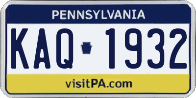 PA license plate KAQ1932