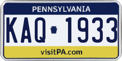 PA license plate KAQ1933