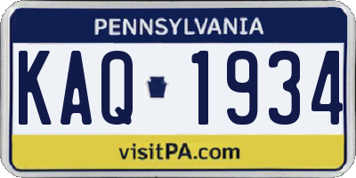 PA license plate KAQ1934