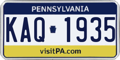 PA license plate KAQ1935