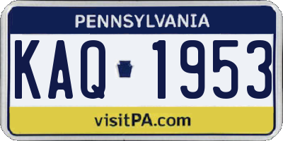 PA license plate KAQ1953