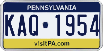 PA license plate KAQ1954
