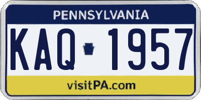 PA license plate KAQ1957